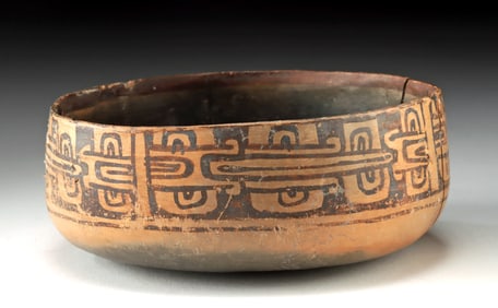 Nazca Painted Geometric Pattern Pottery Bowl