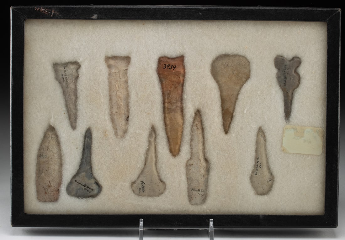 Lot of 10 Native American Stone Arrowheads & Drills (1 of 4)