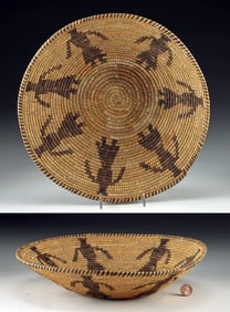Pima / Papago Coiled Pictorial Basket Bowl with Figures