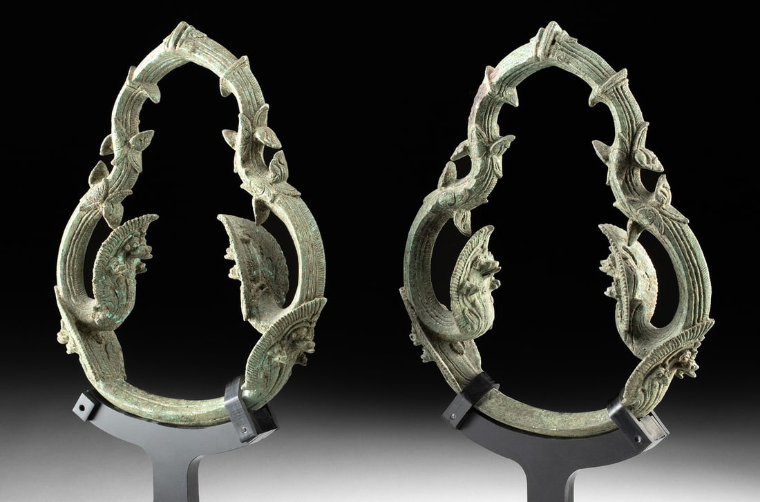 Pair of Khmer Bronze Palanquin Rings w/ Naga Ornaments (1 of 4)