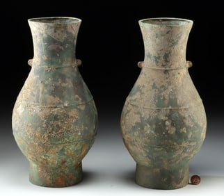 Ancient Chinese Zhou Dynasty Bronze Hu Vases (pr)