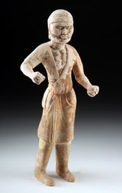 Large Tang Dynasty Pottery Standing Warrior Figure