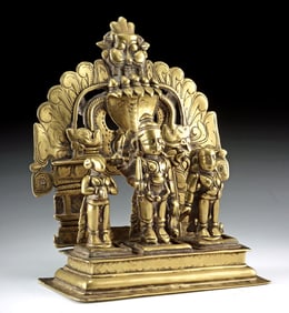18th C. Indian Brass Shrine - Virabhadra, Daksha & Sati