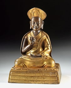 18th C. Tibetan Gilt Brass Seated Lama - Rolpai Dorje
