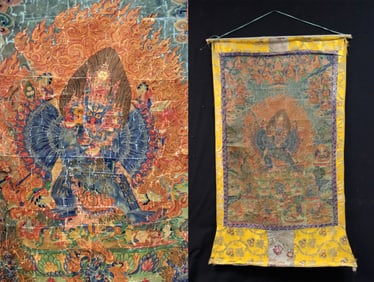 Superb Consecrated Tibetan Thangka Yamantaka & Mantras