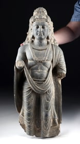 Classic Gandharan Schist Standing Bodhisattva Maitreya
