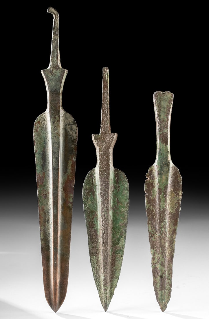 Three Ancient Luristan Copper Spear Heads (1 of 2)