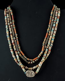 4 Wearable Egyptian Faience Bead Necklaces