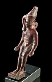 Egyptian Late Period Harpokrates Amulet Double Crown