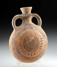 Cypriot 8th Century BCE Pottery Bullseye Pilgrim Flask