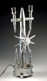 WWII Chrome Lamp of Artillery & Machine Gun Rounds