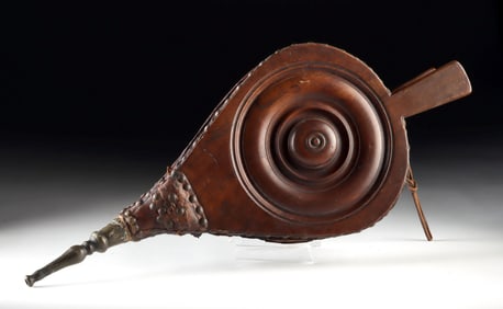 Georgian Early 19th C. Wood & Leather Hearth Bellows