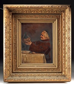 19th C. Painting of Friar in Period Gilt Frame