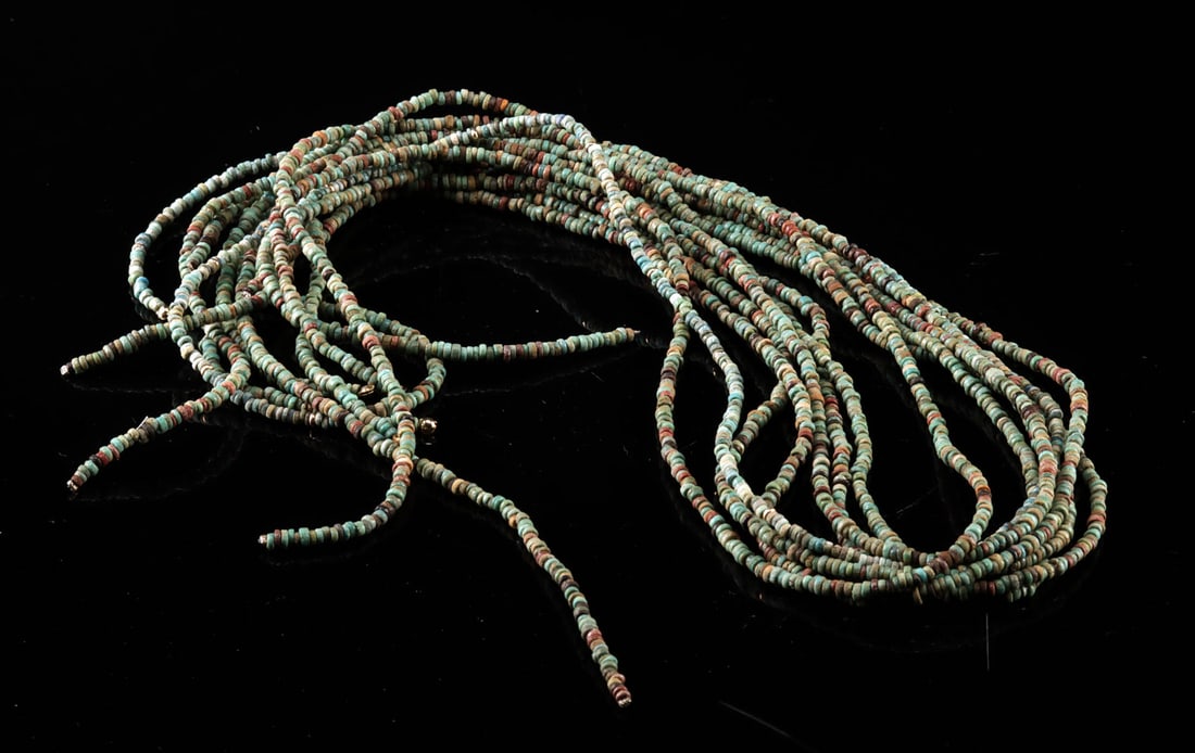 Seven Egyptian Antiquity Era Faience Bead Strands (1 of 2)