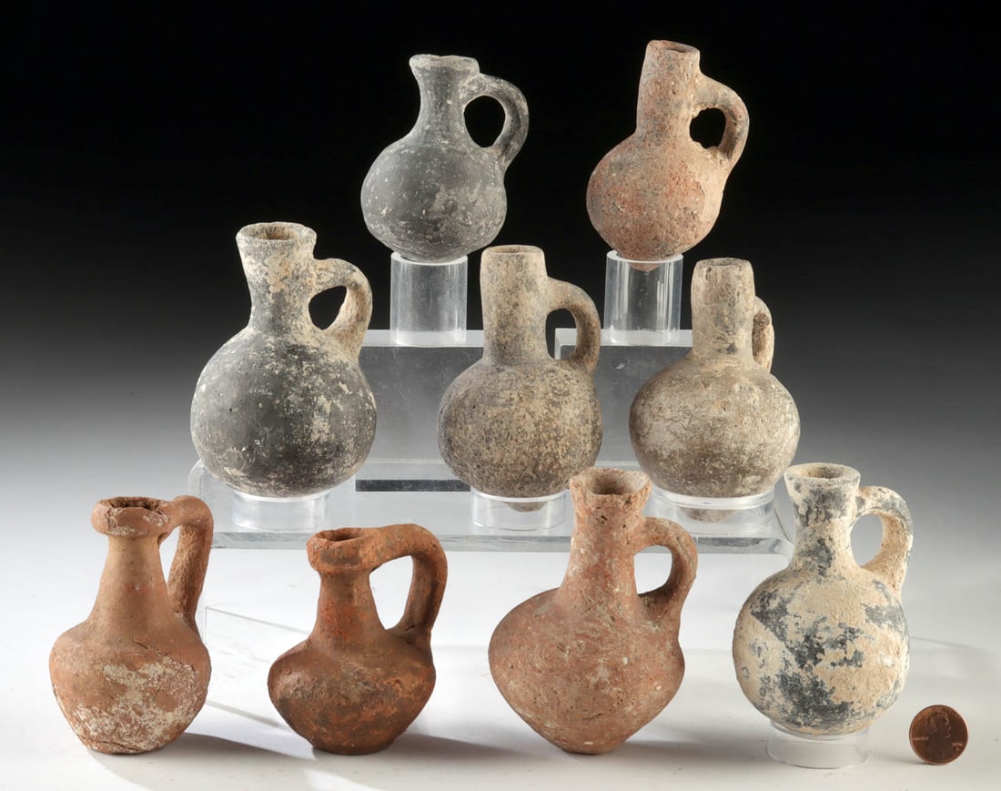 Holy Land Bronze Age Pottery Juglets - Set of 9 (1 of 2)