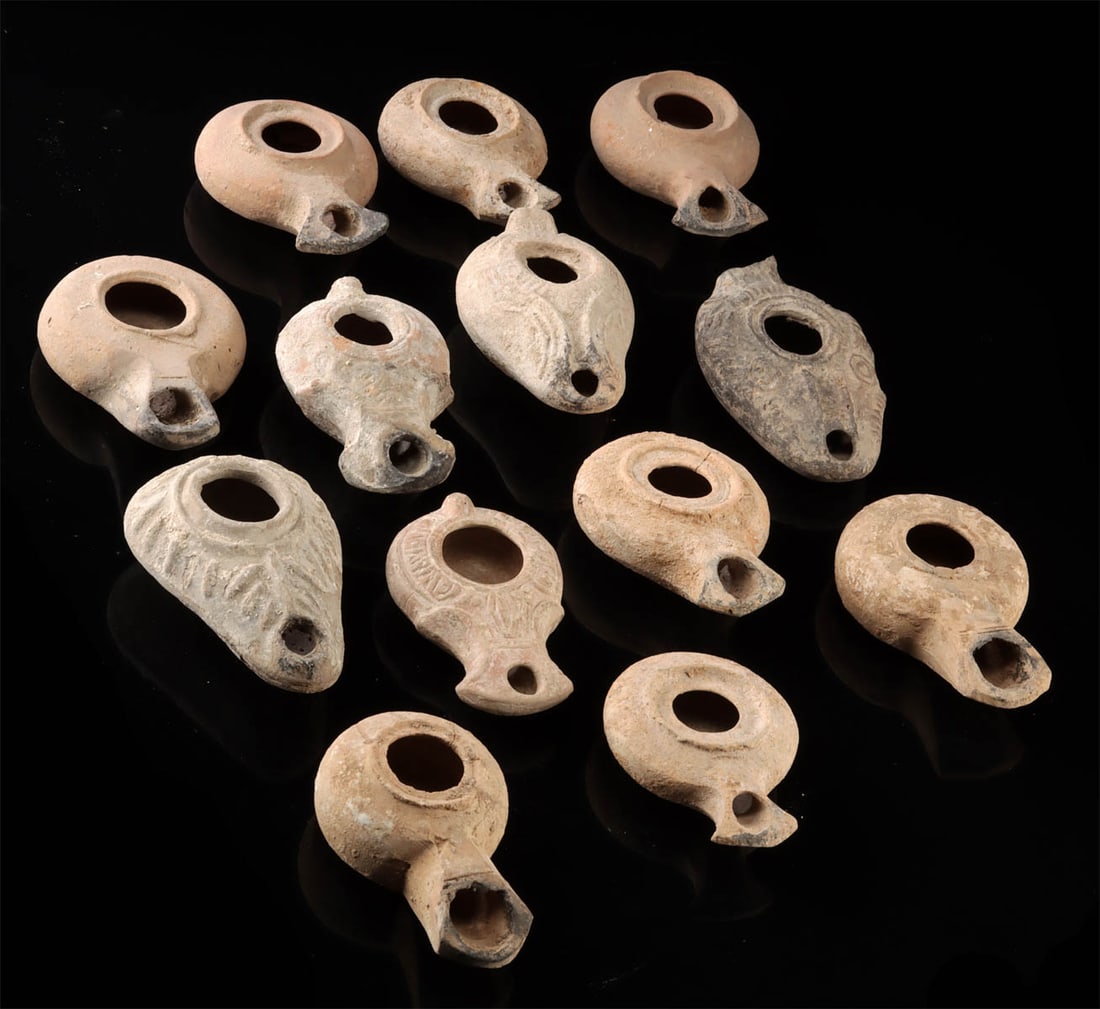 Holy Land Pottery Oil Lamps - Lot of 13 (1 of 2)