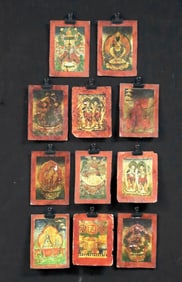 19th C. Tibetan Tantric Cloth & Paper Tsakali Cards