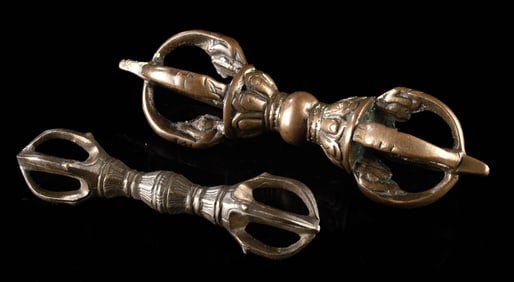 Tibetan Buddhist Bronze Dorje (Vajra) Ritual Implements