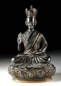 Tibetan Lacquered Brass Lama - Vitarka Mudra