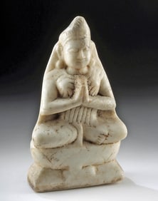 Tibetan Marble Figure of Tara in Anjali Mudra