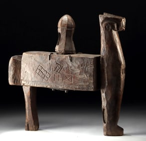 19th C. Indian Himachal Wood Noodle Maker - Ram Form