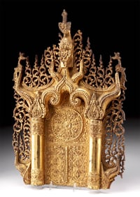 19th C. Burmese Gilt Wood Buddha Throne - Back Panel