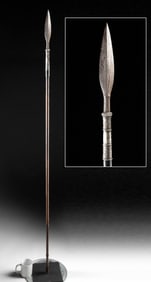 18th C. Javanese Spear w/ Silver Collar - Solo Kingdom