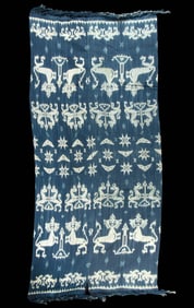 Indonesian Sumba Indigo Resist Dyed Ikat Textile Panel