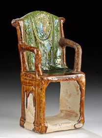 Chinese Ming Dynasty Sancai Pottery Chair, Tomb Mingqi