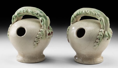 Pair of 16th C. Anamese Glazed Stoneware Lime Pots
