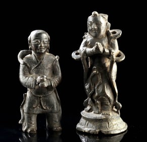 Pair of Chinese Ming Dynasty Copper Alloy Figures