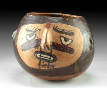 Nazca Pottery Decapitated Portrait Head Vessel