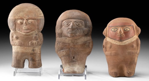 3 Moche Figural Rattles - Nude & Semi Nude Females