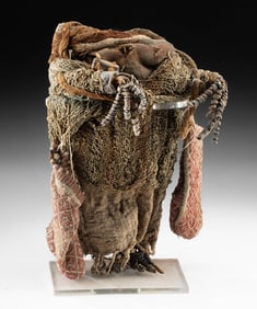 Rare Chancay Textile Funerary Doll w/ Woven Bags