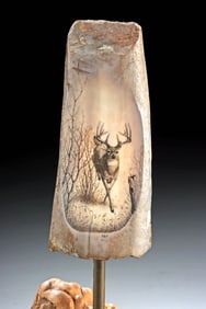 Scrimshaw Ivory & Wood Sculpture, by Rick B. Fields