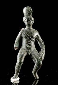 Roman Leaded Bronze Nude Male - Horse Rider Statuette