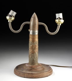WWII POW Trench Art Artillery Shell Table Lamp