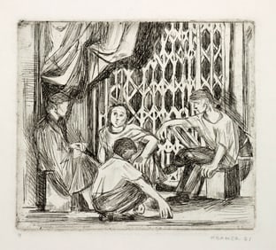 Edith Kramer Etching - Bowery, New York (1961)