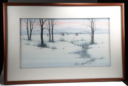 Glenn Scott Kuhnly Watercolor - Snow and Teepees