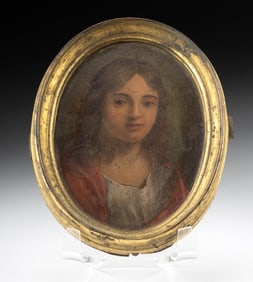 18th C. European Portrait on Copper in Gilt Frame
