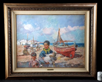 Ignacio Gil Painting - Mother & Children in Ibiza