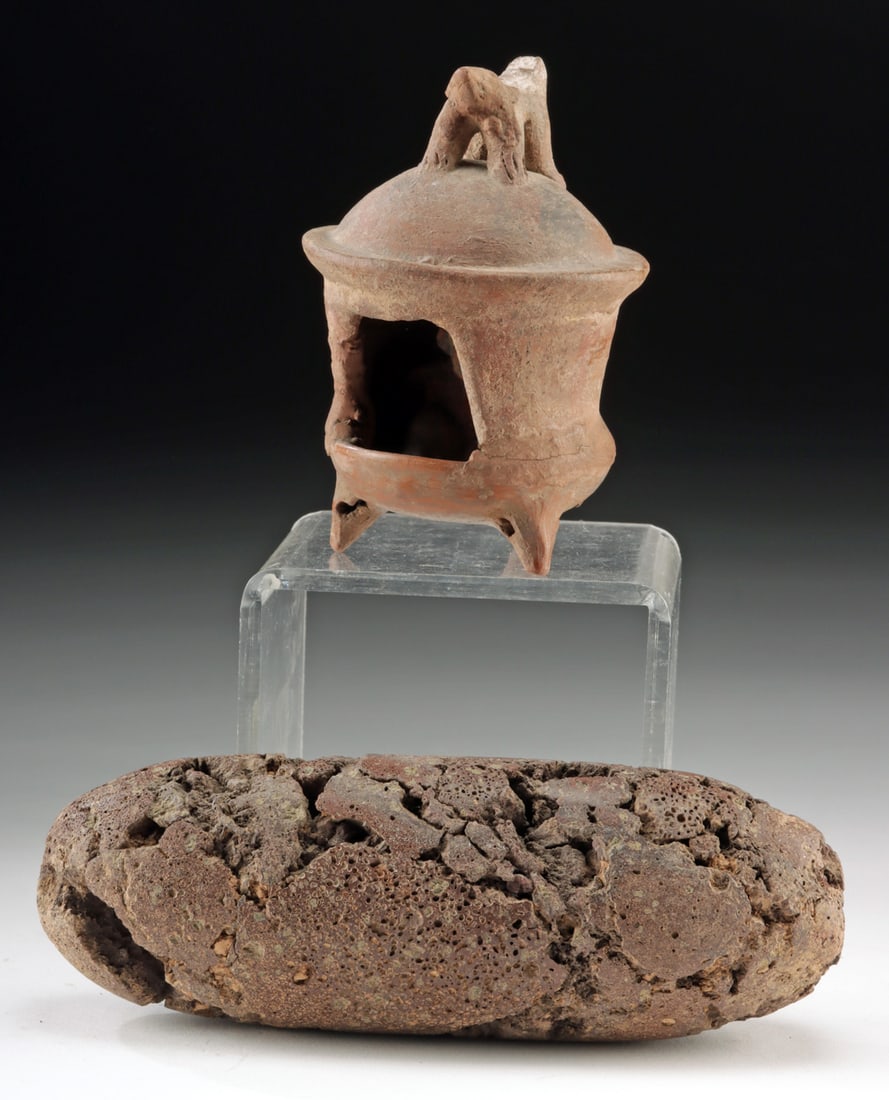 Nayarit Pottery Hut w/ Figurine & Lava Rock Mano (1 of 3)