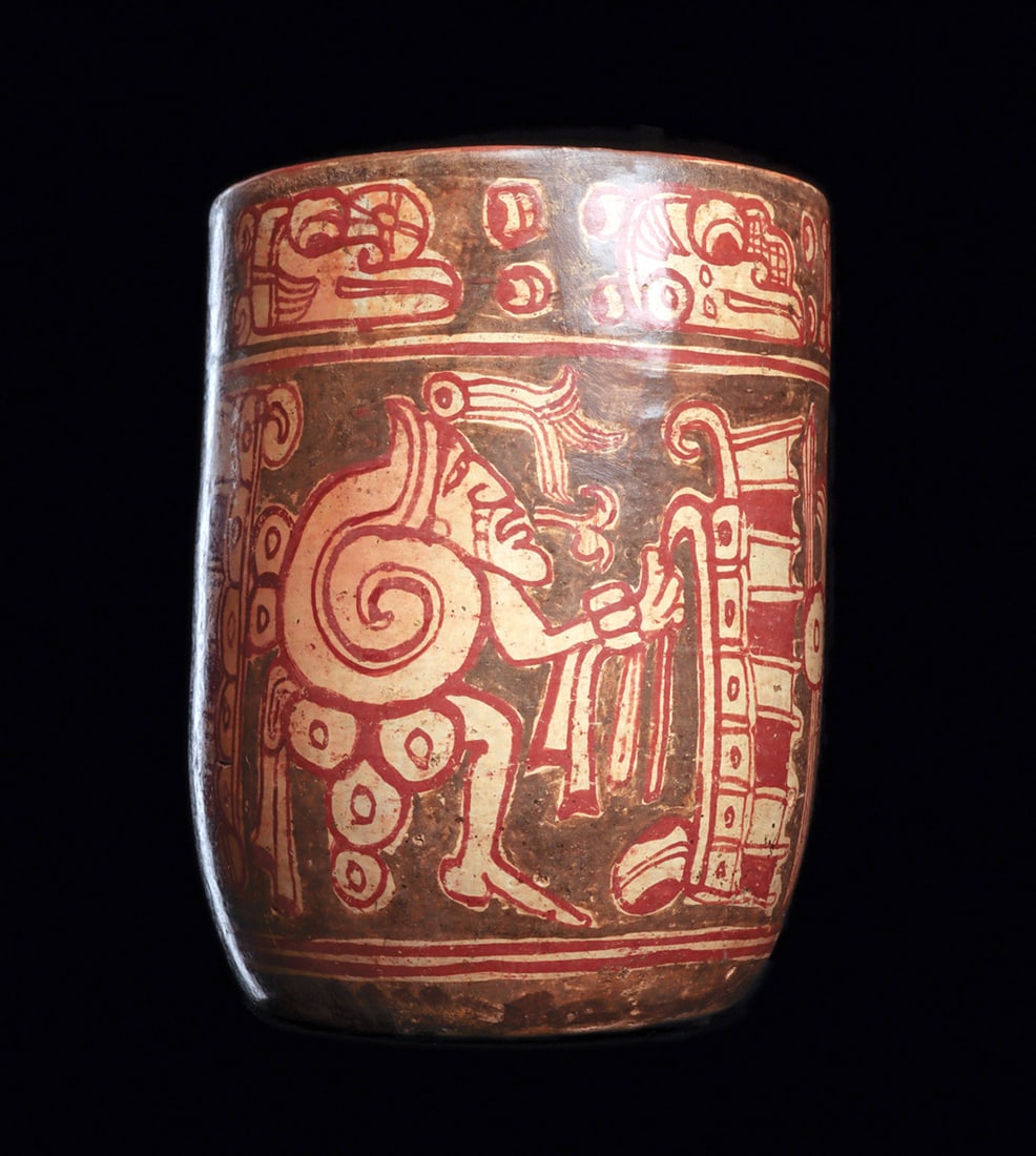 Maya Polychrome Decorated Vase with God N (1 of 1)