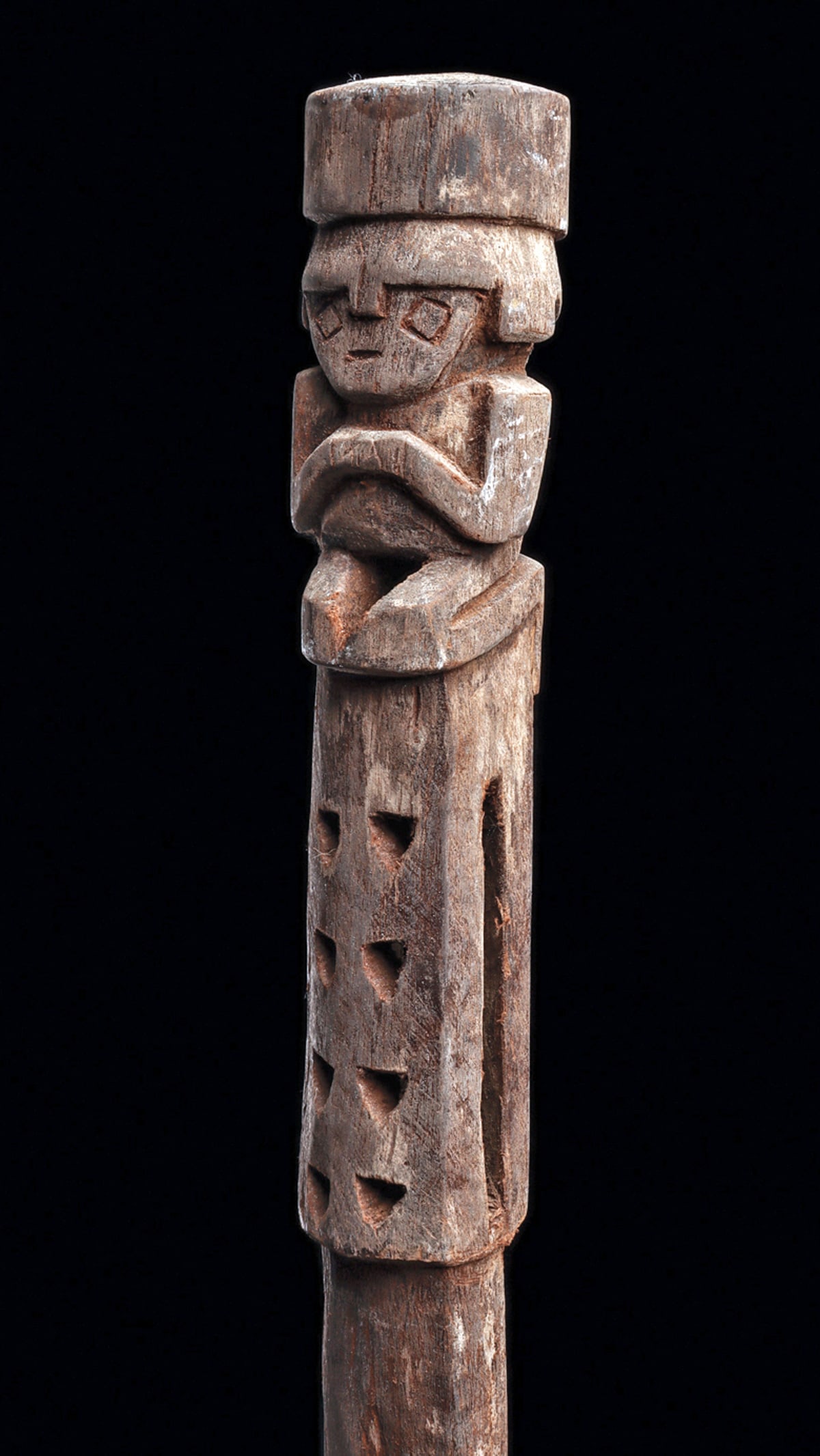 Chancay Wooden Staff with Rattle & Figural Finial (1 of 1)