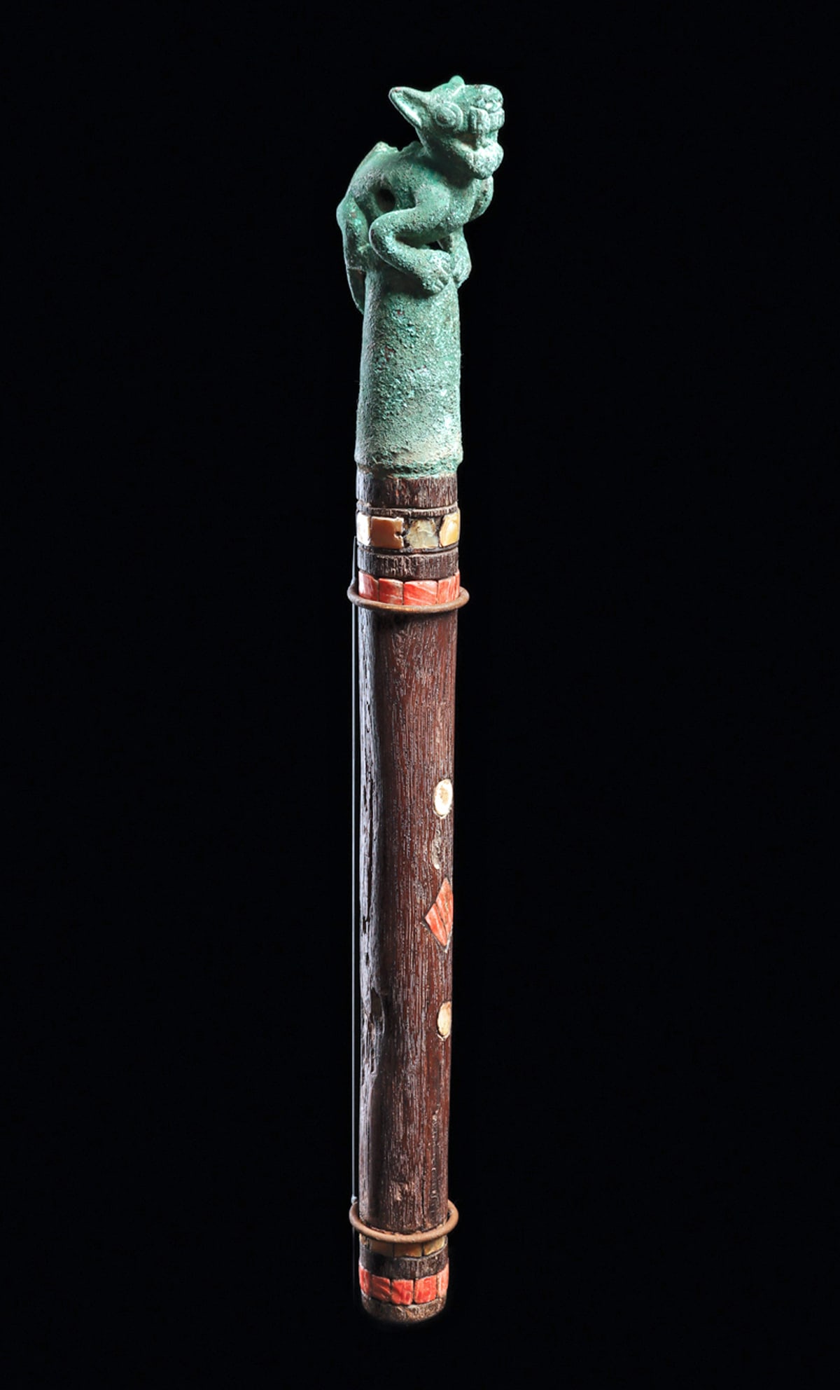 Chimu/Inca Scepter with Bronze Jaguar Finial (1 of 1)