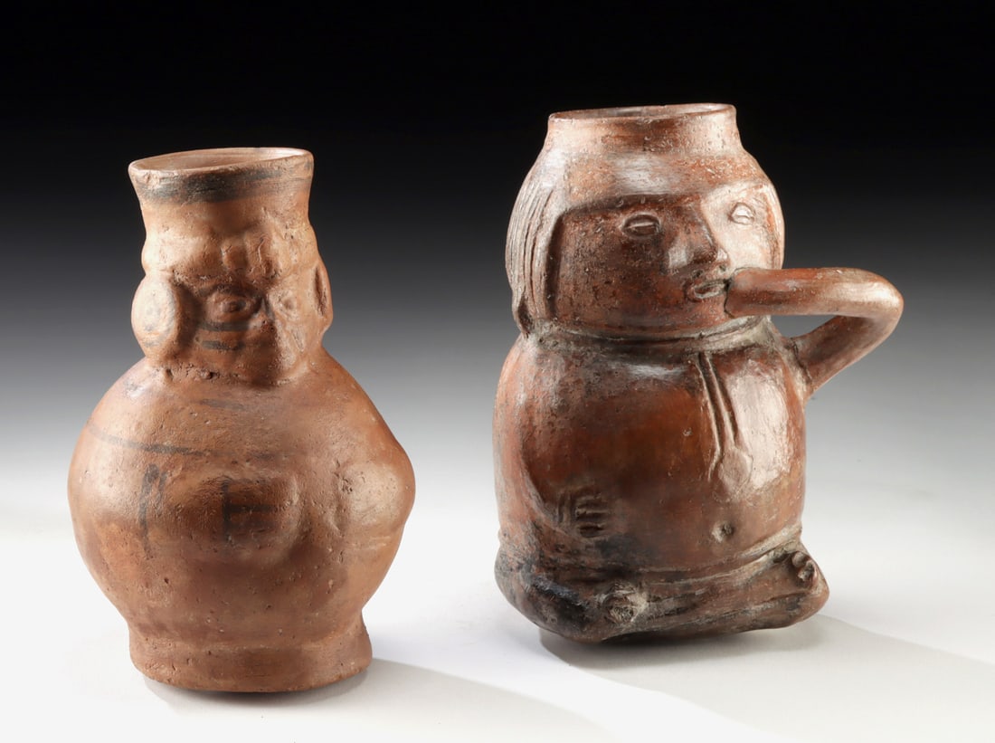 Moche & Quimbaya Terracotta Figural Vessels, ex Museum (1 of 3)