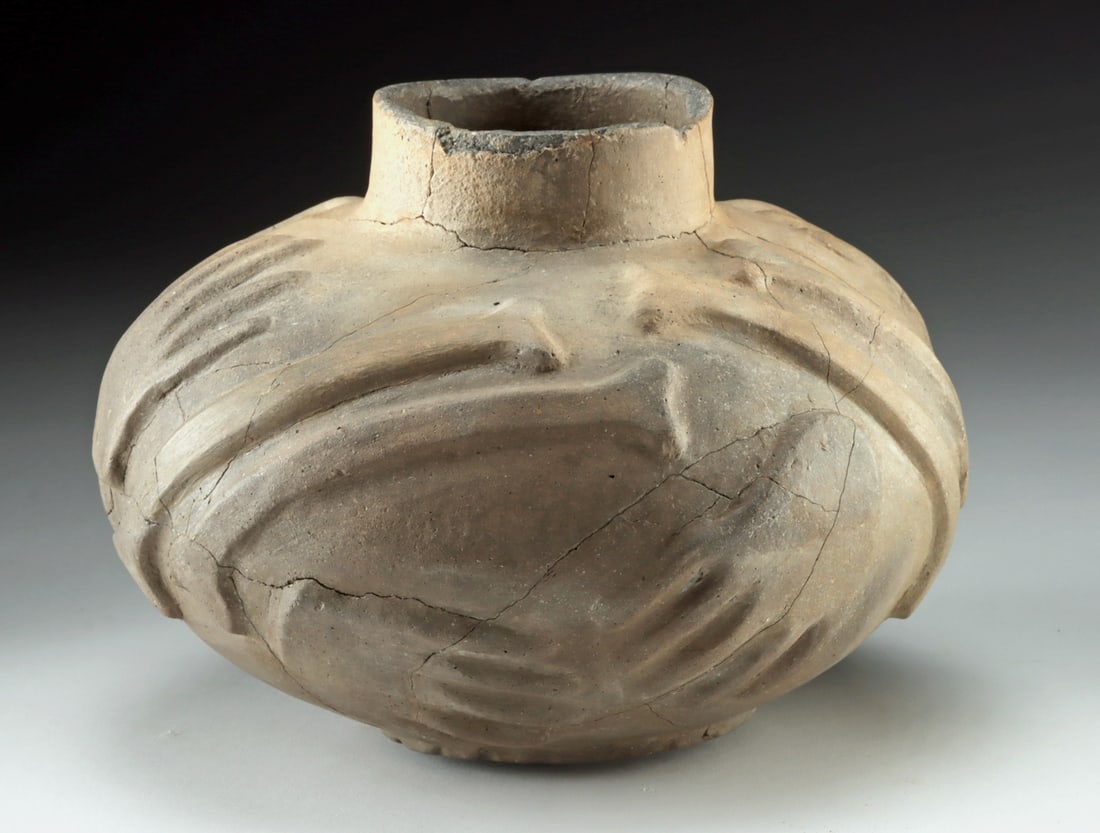 Caddo Jar Relief Hands & Bone Motif, ex Bonhams (1 of 4)