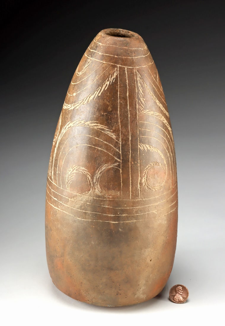 Mississippian Caddoan Incised Pottery Seed Jar (1 of 4)