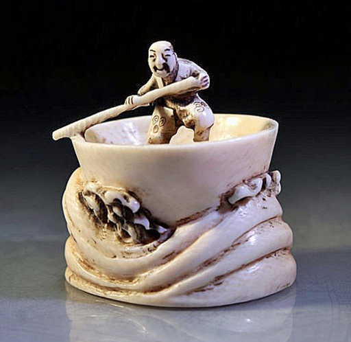 japanese rowboat japanese carved ivory netsuke man in rowboat signed japanese rowboat japanese carved ivory netsuke man in rowboat signed