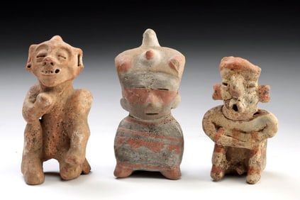 3 Proto-Maya, Jalisco, & Nayarit Pottery Seated Figures